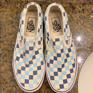 Blue Checkered Low Top Vans